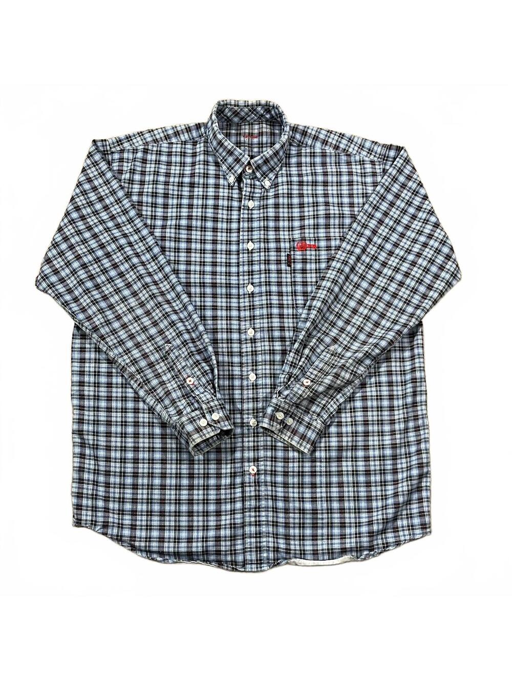 Cinch Wrx FR Mens Blue Plaid Long Sleeve Work Shirt Size Large